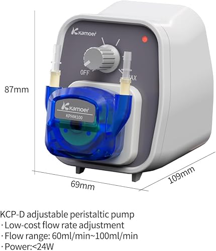 Miniatura 8 de Kamoer KCP-D pequeña bomba peristáltica ajustable 24V motor de CC 1.7-3.4 fl ozmin bomba dosificadora de líquido de laboratorio de bajo flujo con