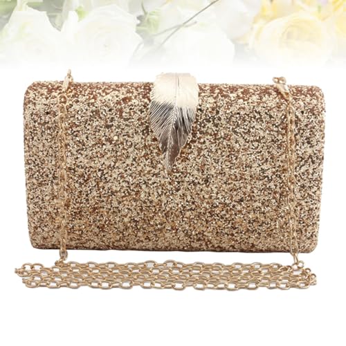 Pochette à Main Chic Outanaya Dorée en Polyuréthane et Polyester de Taille Moyenne