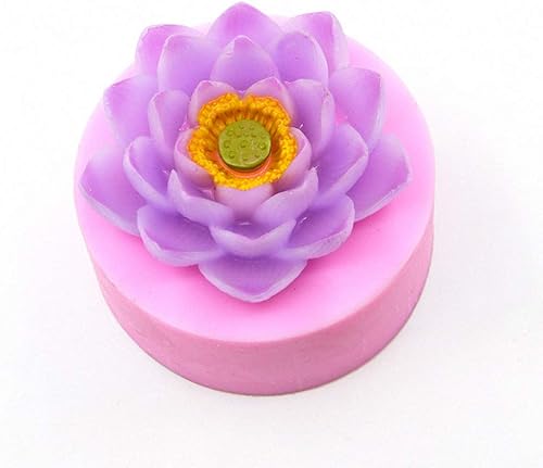 Miniatura 5 de Molde de jabón de silicona en forma de flor de loto 3D, molde de cera para hacer velas, molde de resina epoxi DIY
