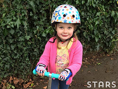 Kiddimoto Kids Fingerless Cycling Gloves For Girls & Boys Bicycle, Balance Bike, Scooter, And Skateboard - Stars - M (4-8Y) #TOP5