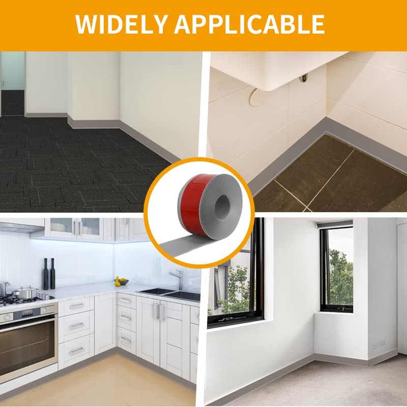 Miniatura 5 de NeatiEase Moldura flexible para zócalo, 4 pulgadas de ancho x 20 pies de largo, base de pared de vinilo autoadhesivo, base de pared de goma para