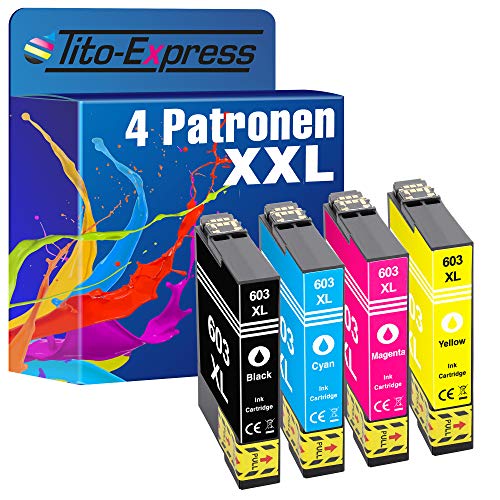 Tito-Express PlatinumSerie 4 Patronen passend zu Epson 603XL 603 XL Expression Home XP-2100 XP-2105 XP-3100 XP-3105 XP-4100 XP-4105 Workforce WF-2810 WF-2830 WF-2835 WF-2850 DWF Cover