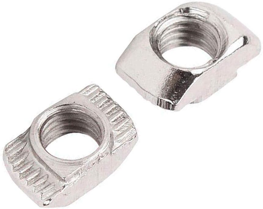 100Pcs 2020 Series M5 T-Nuts Carbon Steel Nickel-Plated Half Round Roll in Sliding T Slot Nut