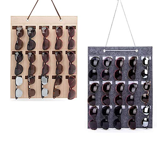 Preisvergleich Produktbild KHDJ Hängende Sonnenbrille Organizer Sonnenbrillen Lagerung Wand 15 Slots Brille Speicherorganisator Halter Für Sonnenbrillen Kurzsichtige Gläser Autoschlüssel 40 * 50CM,E