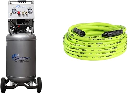 California Air Tools Compresor de aire ultra silencioso y sin aceite 20020 de 20 CV 200 Gal Compresor de aire de tanque de acero y manguera de aire California Air Tools Compresor de aire ultra silencioso y sin aceite 20020 de 20 CV 200 Gal Compresor de aire de tanque de acero y manguera de aire