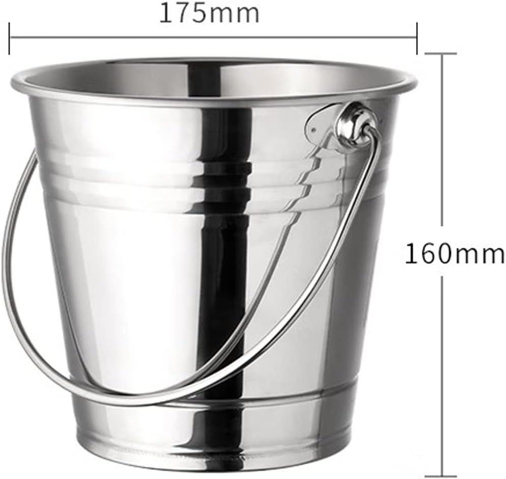 Ice Bucket Stainless Steel Ice Bucket with Comfortable Handle, Metal Wine Chiller, Beverage Tub for Parities, Picnics, Camping, Outdoor Bar Use Beverage Ice Tub