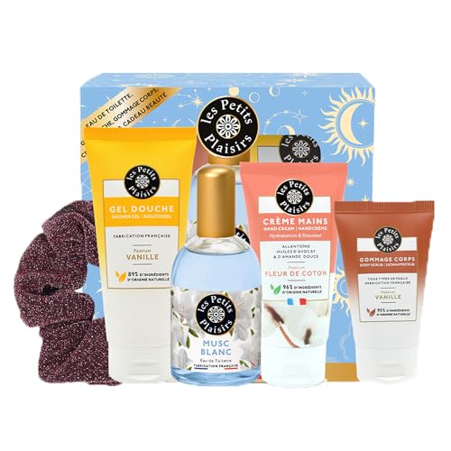Image of Les Petits Plaisirs - Musc Blanc Perfume Set Eau de Toilette for Women Shower Gel Hand Cream Made in France 110ml Bottle