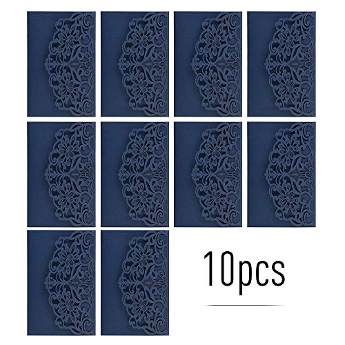 Baugger - 10 pcs Papel De Pérola Floral Convite Cartões Titulares de Convite com Folha Interna Em Br
