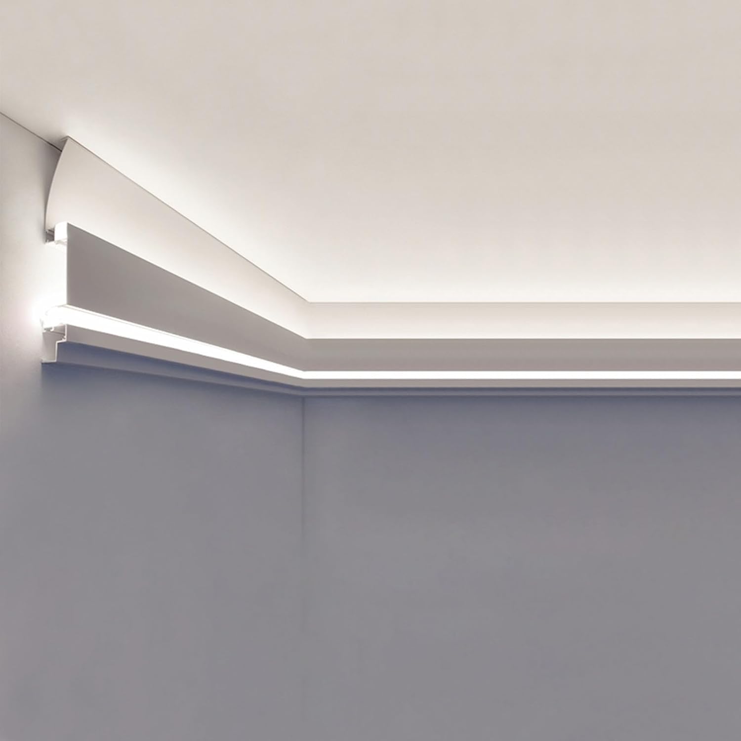 10ft White LED Channel for Suspended Ceiling Molding, Surface-Mounted Aluminum Slot, Skirting Light Profile for Home Decor in Living Room & Bedroom