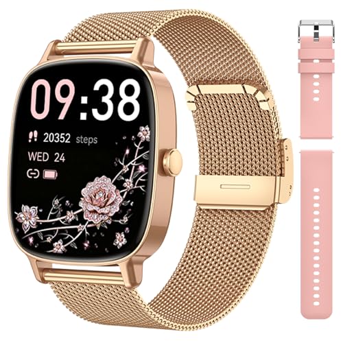 coioc Smartwatch Mujer Elegante con 2 Correas, Pantalla HD 1,85", Frecuencia Cardíaca, Compatible Android iOS