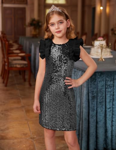 Image of GRACE KARIN Girls Sequin Formal Pageant Fancy Party Ruffle Prom Maxi Dress