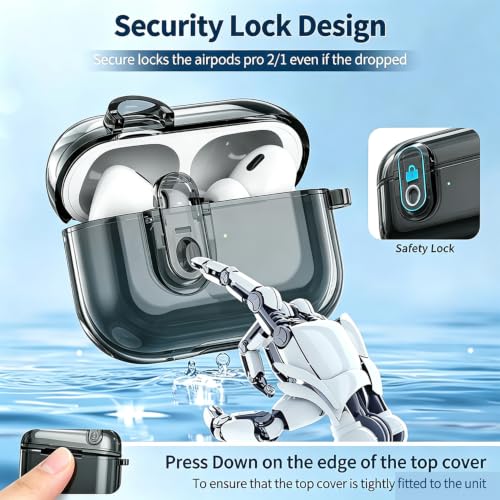 Image of OTOPO for Airpods Pro 2 /1 Case Clear with Lock Cleaning Kit, Soft TPU Transparent AirPods Pro 2nd Generation Protective Cover Skin Women Men for Apple Airpods Pro 2023 /2022 /2019 Charging Case