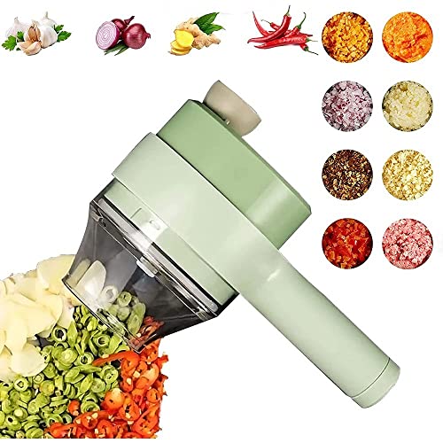 Cortador Elétrico de Vegetais Portátil 4 em 1, Conjunto De Cortador De Legumes Elétrico Portátil Sem
