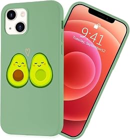 MAYCARI Funny Avocado Phone Case for iPhone iPhone 15 Pro Max, Green Liquid Silicone Girly Cases,Cartoon Soft Gel Rubber Full-Body Protective Microfiber Lining Shockproof Cover for Boys, Women, Men