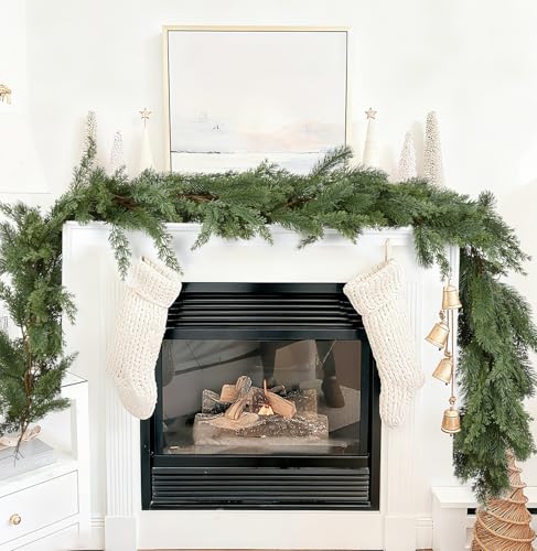 Gomat Kiefern-Weihnachtsgirlande, künstliche Girlande, Innen- und Außenbereich, Gartentor, Heimdekoration für Winterferien, Neujahrsdekoration (grün)