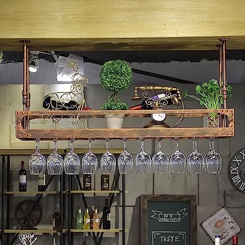 Support de verre à vin suspendu et réglable de 30 à 60 cm pour plafond de cuisine