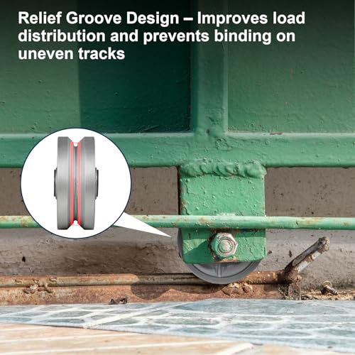 Image of 5 Inch V-Groove Steel Wheel, 7 /8 inch Wide 90 Groove, Fits 1 inch Angle Iron Track, Heavy Duty Industrial Track Wheel with Relief Groove, High Load Capacity(1 Pack)