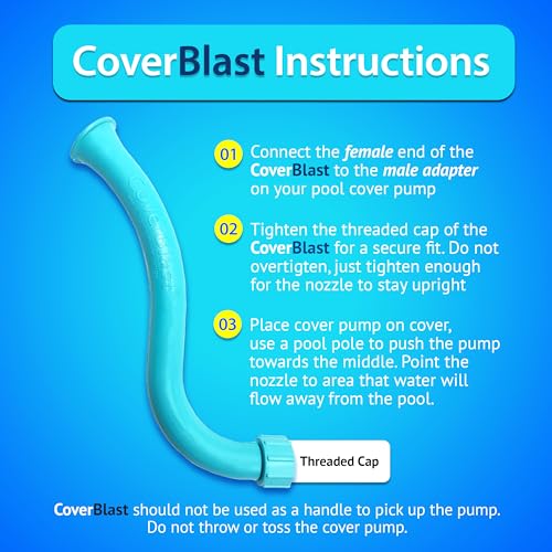 Image of Pool Cover Pump Attachment - USA-Made & Patented Pool Cover Pump Hose Alternative w / 25ft. Range - Easy-To-Install & Use Year-Round - Replaces Traditional Hoses (Light Blue)