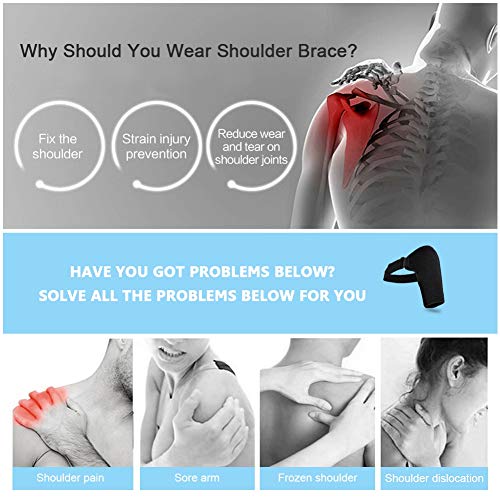 Aynefy Shoulder Support Brace, Pe + Polyester + Gel Shoulder Support Brace Adjustable Sport Gym Compression Bandage Wrap For Women And Men For Ac Joint Dislocations Shoulder Pain Relief #TOP3