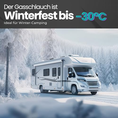 Gasschlauch 2 m – Propangasschlauch für Gasgrill & Campingkocher – Gas Schlauch 1/4 LH Linksgewinde – Gasschlauch Verlängerung – DVGW zertifizierter Gasanschlussschlauch