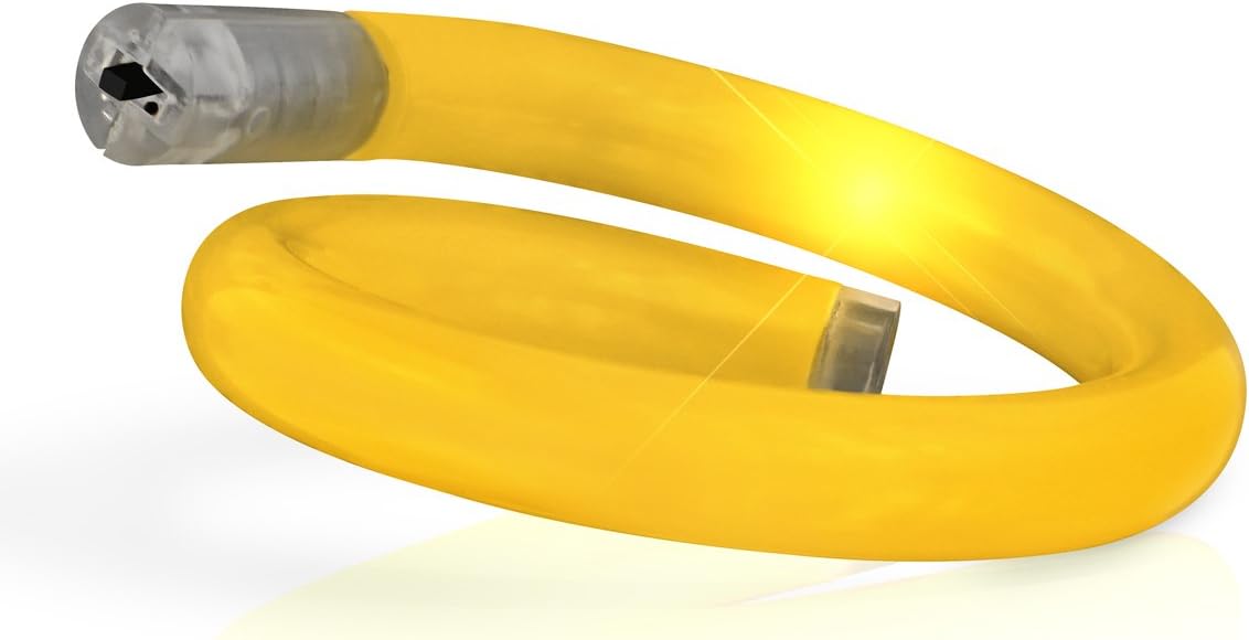 Yellow Flashing LED Light Up Wrap Around Tube Bracelets (Set of 12)