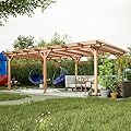 YOPTO 12x16 FT Outdoor Gazebo,Wooden Grape Pergola with Waterproof and Climbing Plant Support,Garden,Terrace,Backyard,Deck, Wind Protection Rating:Level 6,Brown