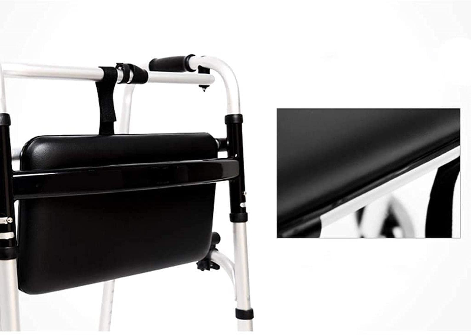 Rollator Walker Chodzik dla seniorów i dorosłych Ze stopu aluminium, składaną deską sedesową na kółkach i torbą do przechowywania