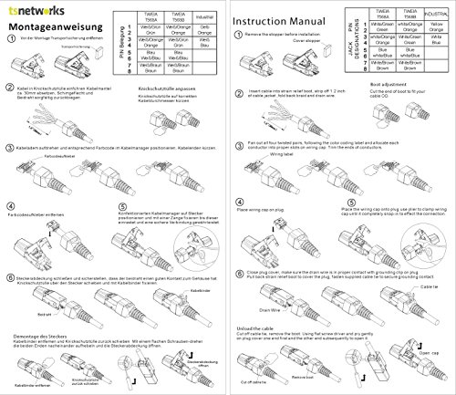Tsnetworks 5X Cat.6a RJ45 Spina Rete Antipiega
