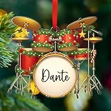 Adorno de baterista personalizado con nombre, regalos para baterista de banda musical, decoración navideña de instrumentos, adornos acrílicos con forma de batería, adorno personalizado para el árbol