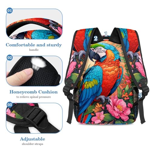 Sac d'école pour garçons filles adolescents grand format imprimé perroquet - 4
