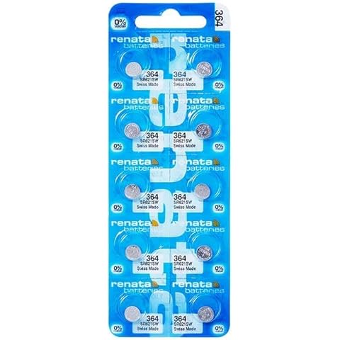 10 Pack Genuine Renata 364 SR621SW Swiss Made Wrist Watch Low Drain Silver Oxide Batteries Cover