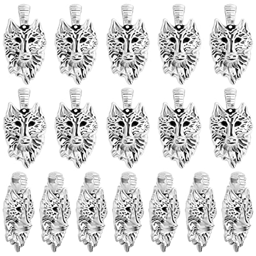 30pcs Antique Silver Wolf Head Charms Tibetan Alloy Wolf Head