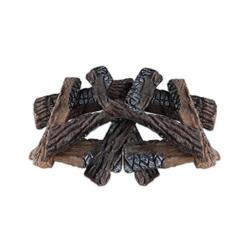 Regal Flame 8 Piece Set Ceramic Wood Medium Gas Fireplace Logs Logs for All Types of Indoor, Gas Inserts, Ventless & Vent Free, Propane, Gel, Ethanol, or Outdoor Fireplaces & Fire Pits (Oak Wood)