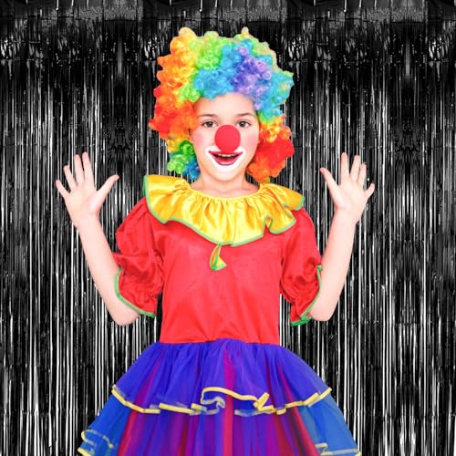 Image of BOMSI 10 Pack Black Party Streamers Backdrop Tinsel Foil Fringe Curtains Halloween Birthday Party Decorations Graduation Wizard Party Supplies