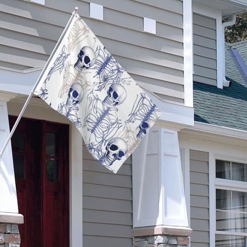 Drapeau squelette bleu 1,2x1,8m double face avec œillets robustes