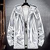 Shiny Bomber Jacket Men's Silver Windbreaker Metallic Fly Jacket Lightweight with Hood Jackets Outdoor Hiphop Long Sleeve Transition Jacket Biker Jacket Outwear Carnival Costume Functional Jacket, O #2