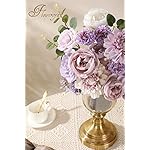 Floweroyal Artificial Flowers Combo Purple Flowers Mix Silk Flowers Dahlia Roses with Stems for DIY Wedding Bridal Bouquets, Baby Shower, Floral Arrangement, Table Centerpieces, Home Decorations. - Image 5
