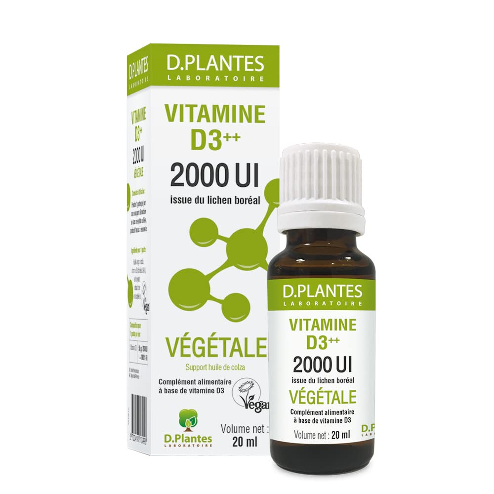 D.PLANTES - Vitamine D3 2000 UI - Complément Alimentaire - Immunité, Ossature Normale - Boost en Vit. D - Origine Végétale - Certifiée Vegan - 20 ml