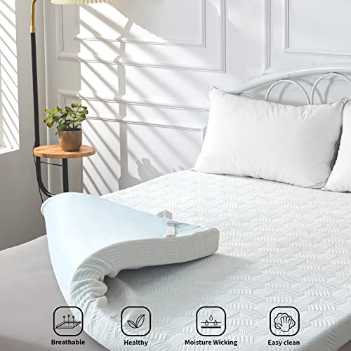 Hulawao 3 Inch Gel Memory Foam Mattress Topper, Bed Topper With Removable Bamboo Cover, High Density Cooling Pad, Pressure Relief Soft & Breathable (White, Twin Xl) #TOP1