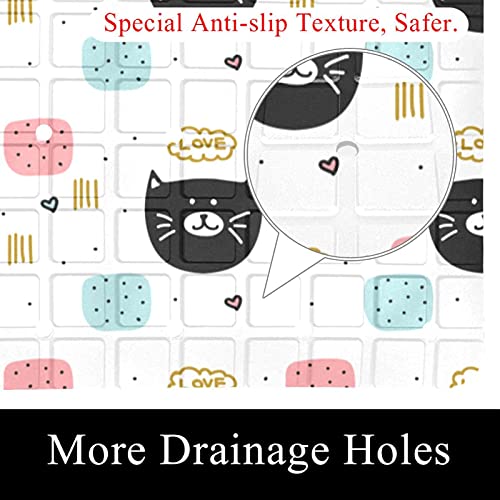 Tapis de bain antidérapant chat avec ventouses et drainage efficace