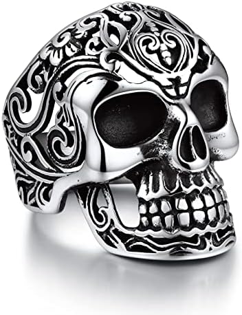 Bandmax Mens Skull Rings, Stainless Steel Skull Skeleton Band Rin...