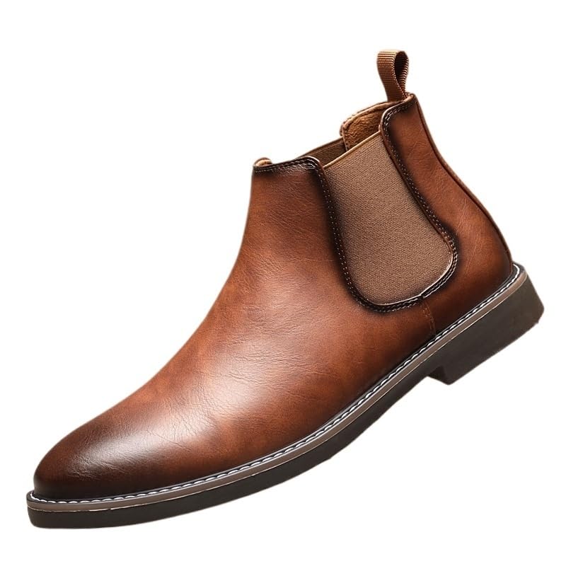 Men's Low-top Leather Boots Retro Oxford Shoes Pointed Toe Low Heel Non-slip wear-resistant Comfortable Breathable Youth Rubber Shoes for Men