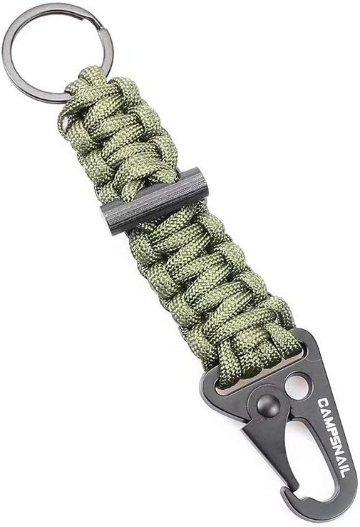CAMPSNAIL EDC Paracord Lanyard Keychains - Keychain with Carabiner Outdoor Survival Tool Military Metal Ring Hook Keys Gifts for Men Women