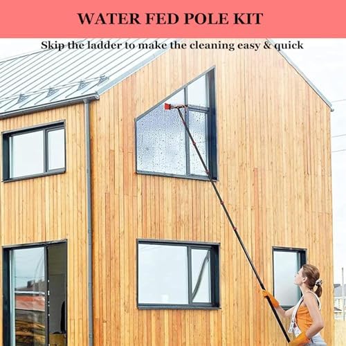 Extendable Water Fed Pole Kit for Window and Solar Panel Cleaning, 5.4m (17.7FT) Long Reach Cleaner with 35cm (13.8in) Brush Head - Efficient Cleaning Tool