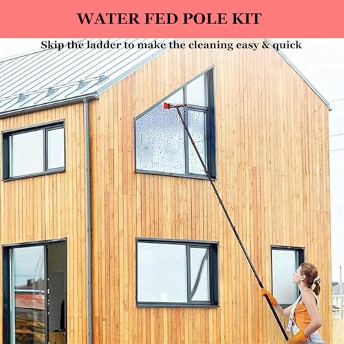 Kit di aste estensibili per la pulizia di finestre e pannelli solari, 5,4 m di lunghezza, con testina da 35 cm per soluzioni di pulizia efficienti