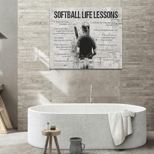 Trimety Softball Wall Art Inspirational Softball Wall Decor Sports Sign Grey Canvas Poster Home Decorations Print Painting Artwork for Boys Man Girls Bedroom Living Room 24"x20" by Trimety - Image 6