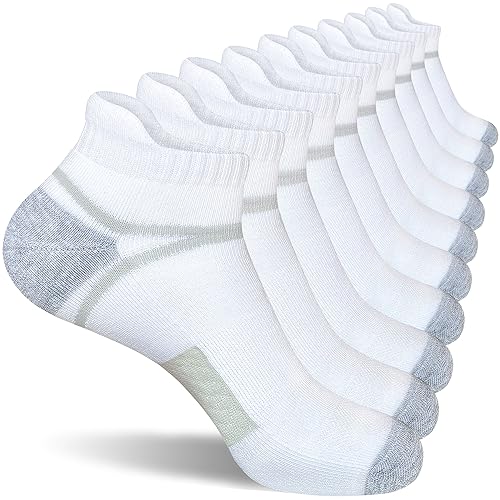 suaskk Men's Athletic Cushioned Ankle Socks, Comfort Wicking Anti-Blister Running Sock 5 Pairs