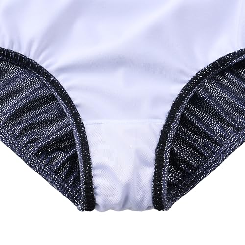 ZNYUNE Kinder Gymnastik Trikot mit Pailletten Mädchen Gymnastikanzug Langarm in Tüll B419 BlackBlue 12A