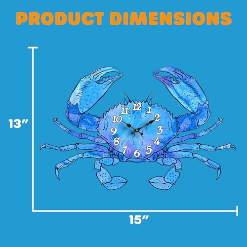 Sea Creations Wooden Wall Clock - Coastal, Nautical, and Beach Themed | Decorative and Aesthetic 14" Timepiece | Ideal Office or Home Decor | Living Room, Bedroom, or Beach House | Crab (Die Cut) - Image 4