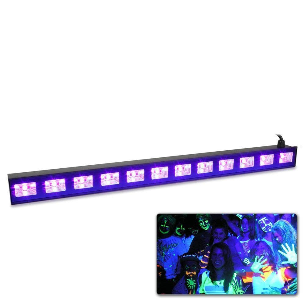 Beamz BUV183 - LED UV Bar, Luce UV 12 x 3W, Plug & Play, Consumo Energia 35W, Trasportabile, Utilizzo Multiuso